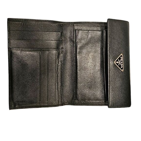 Prada Black Saffiano Leather Trifold Wallet - Picture 8 of 16